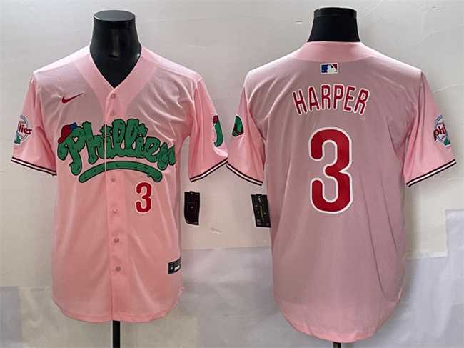 Men%27s Philadelphia Phillies #3 Bryce Harper Pink Phanatic Limited Stitched Jersey->philadelphia phillies->MLB Jersey